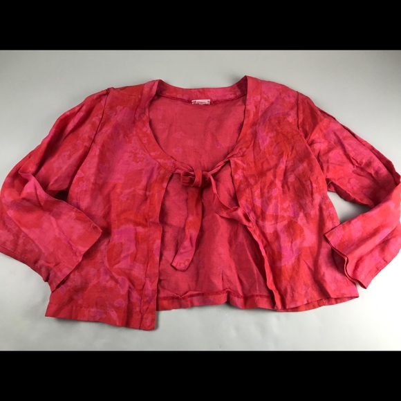 Habitat Red Pink Crop Tie Front Open Cardigan M - Picture 1 of 7